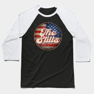 American Flag Personalized Stills Proud Name Birthday Baseball T-Shirt